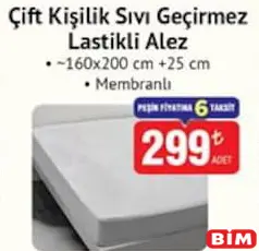 ÇİFT KİŞİLİK SIVI GEÇİRMEZ LASTİKLİ ALEZ 160X200 CM +25 CM